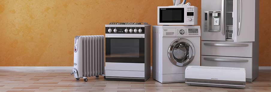 Kitchen, heating and laundry appliances.