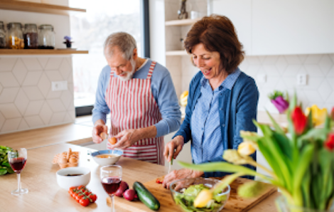 Couple cooking in the kitchen