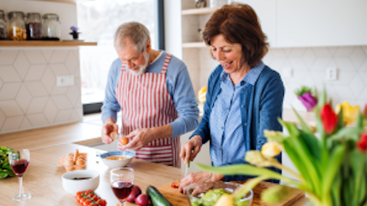 Couple cooking in the kitchen