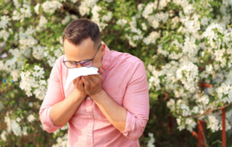 Image of a man sneezing