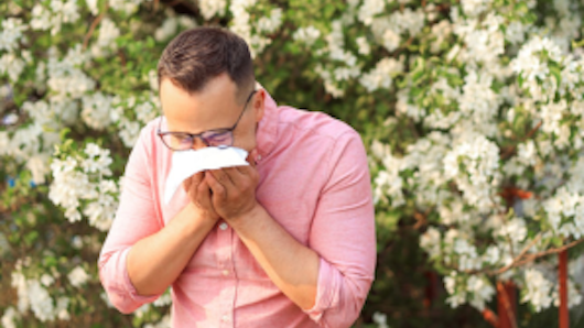 Image of a man sneezing