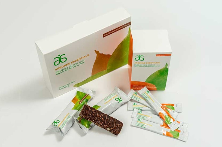Arbonne essentials protein bars energy fizz sticks
