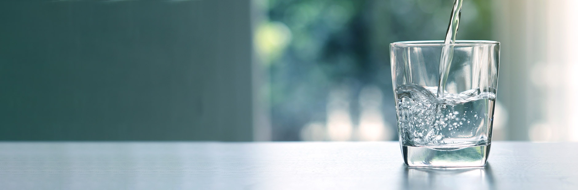 Filtered water in glass