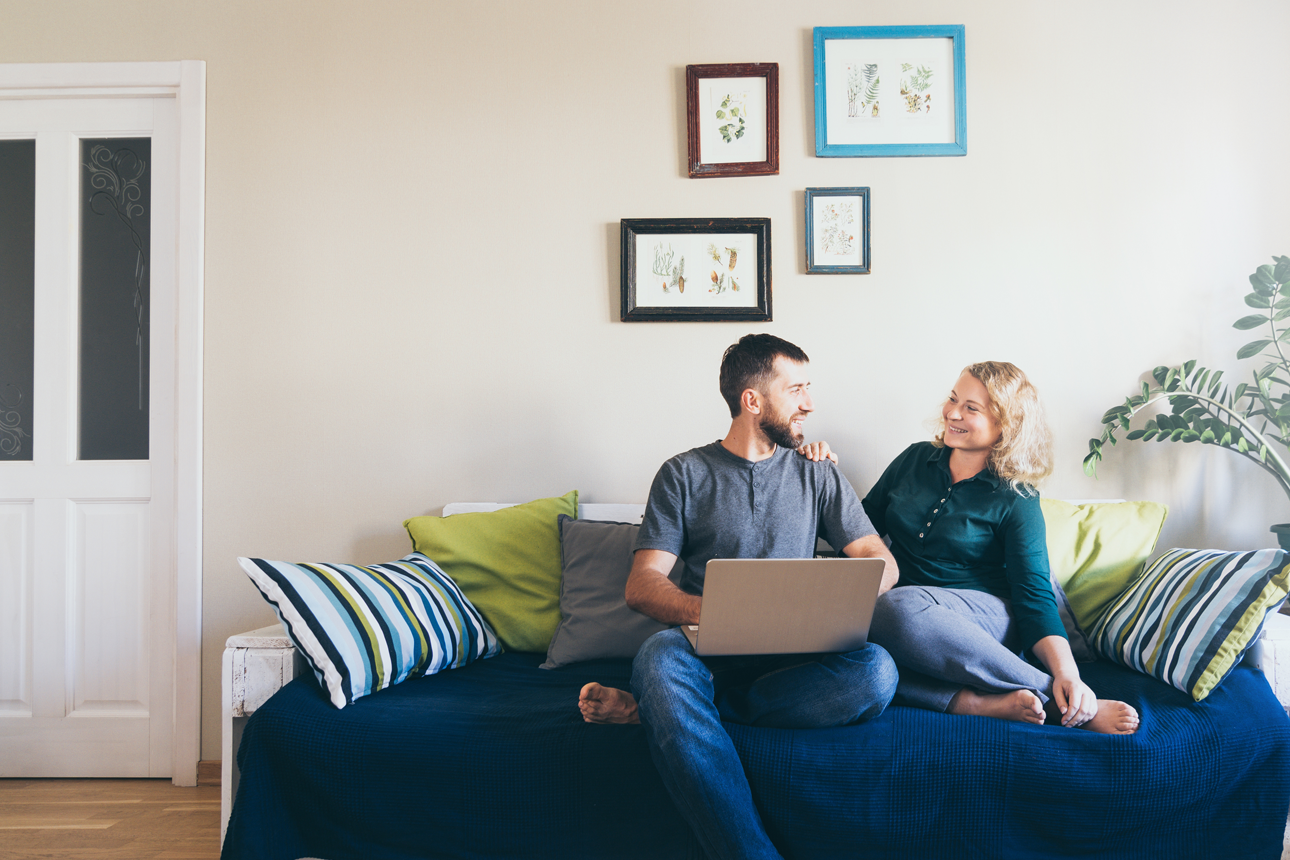 Couple sitting on couch
