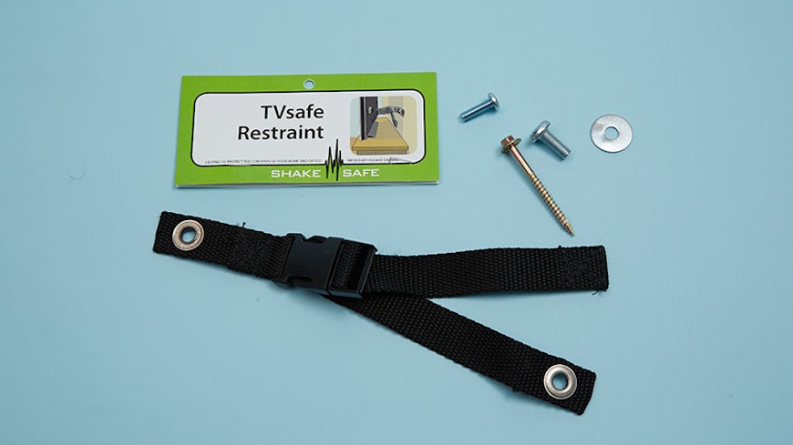 Tvsafe restraint for flat screen tv to wall