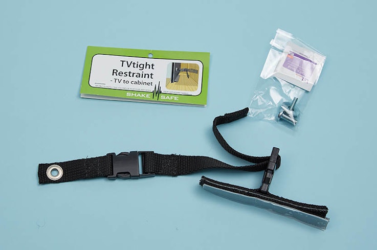 Tvsafe restraint for flat screen tv to cabinet