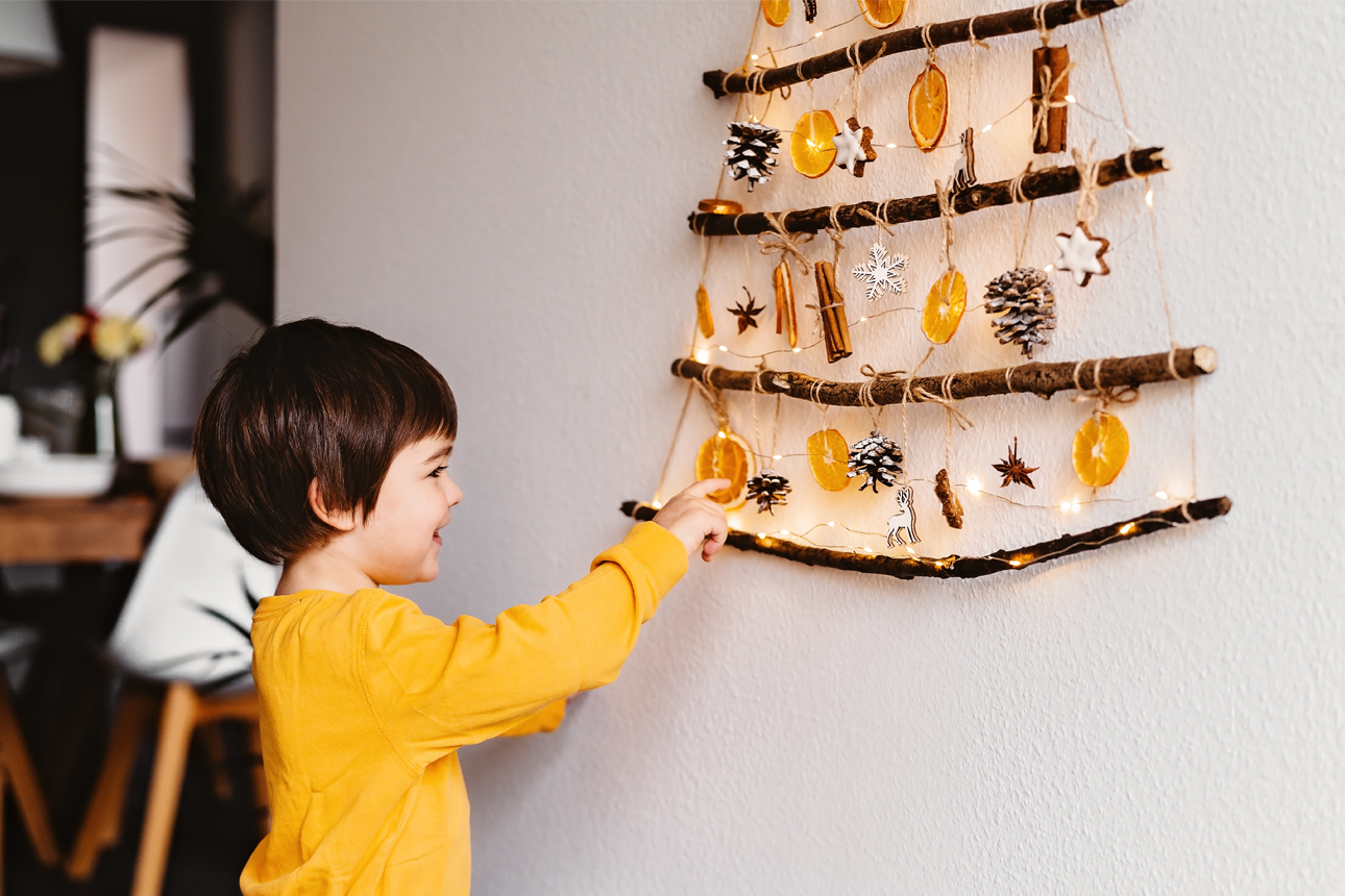 boys with eco christmas tree