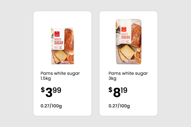 Sugar pricing copy width