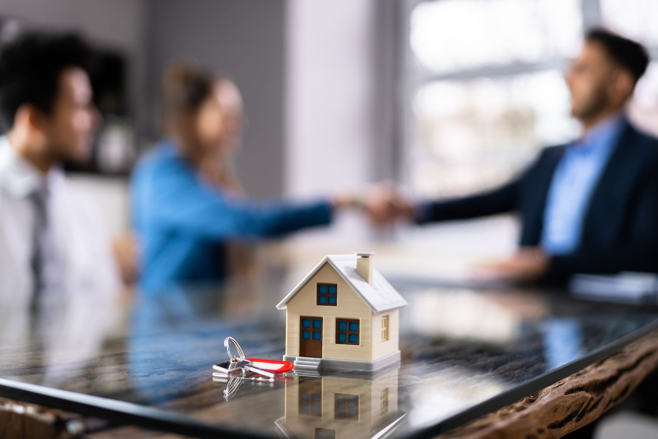 Image of agent shaking hands with client