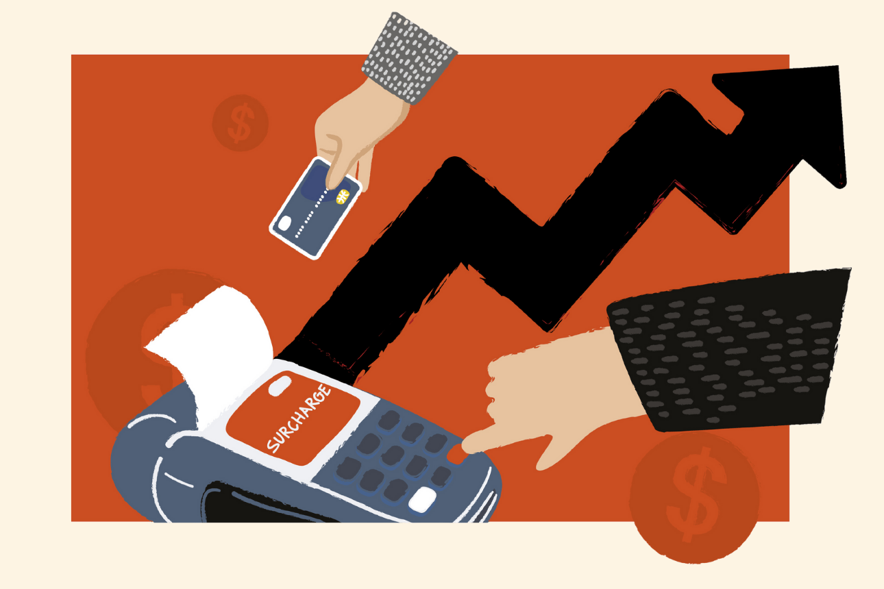 Graphic of card payments and money