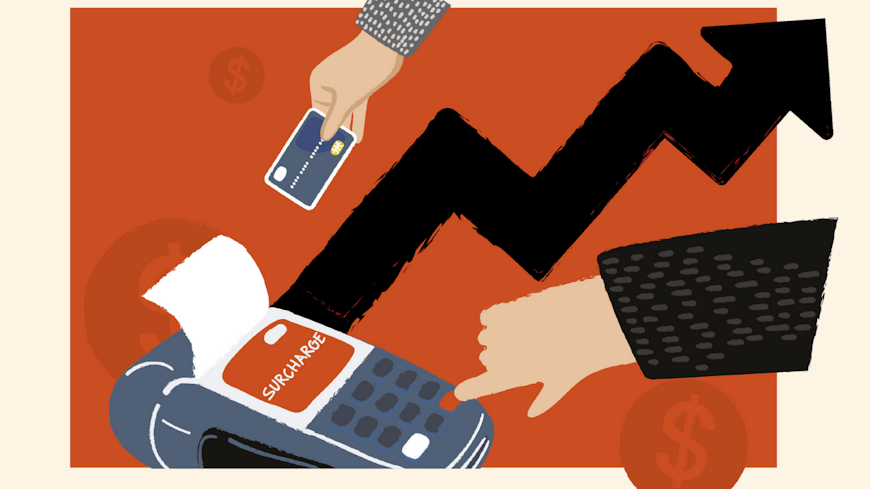 Graphic of card payments and money