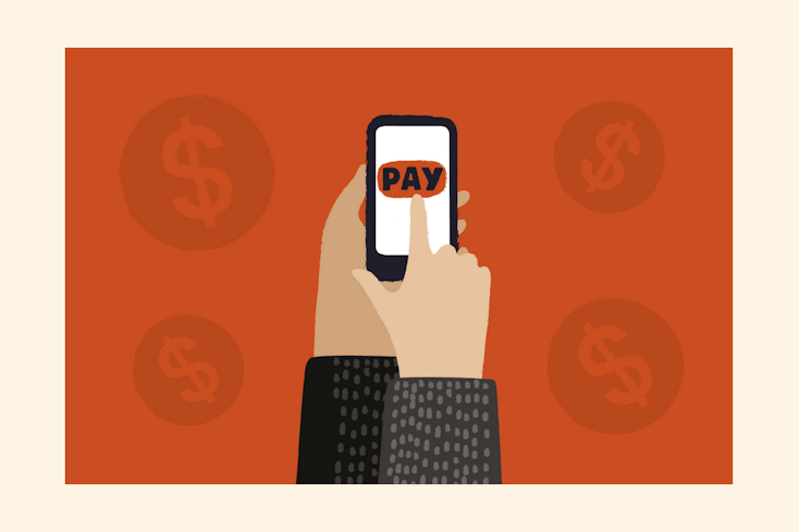 Graphic of paying on mobile phone