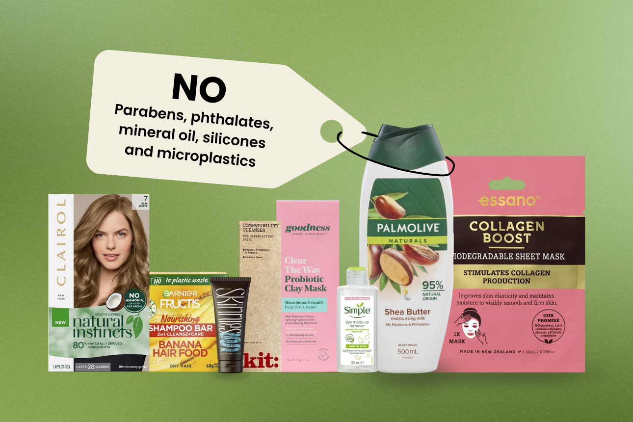 Image of beauty products with free from claims