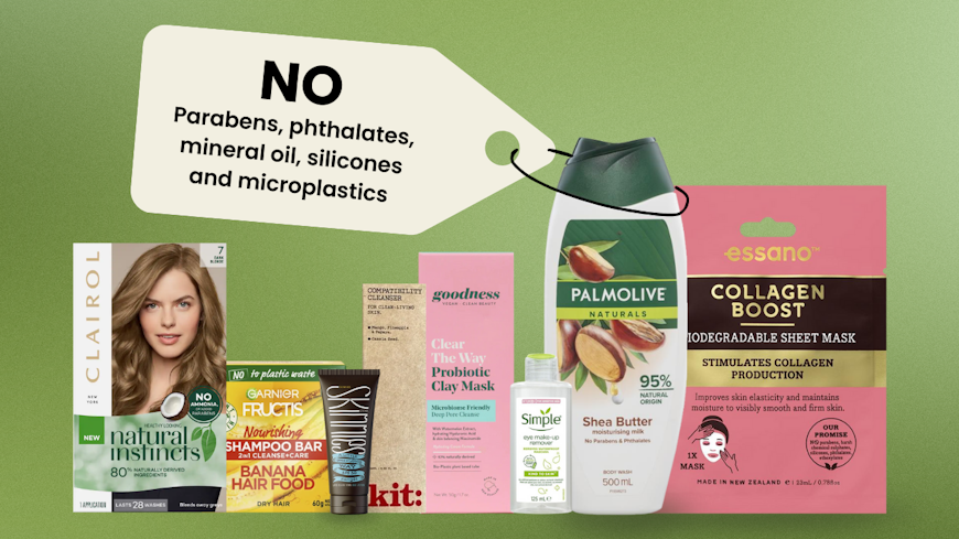 Image of beauty products with free from claims