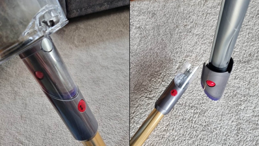 Image of how to open the Dyson vacuum