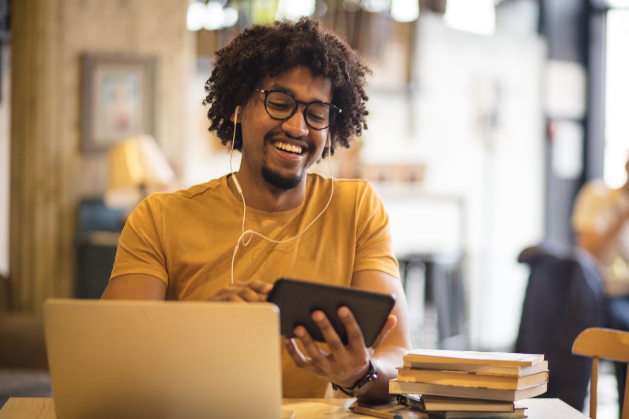 Image of a laptop and phone