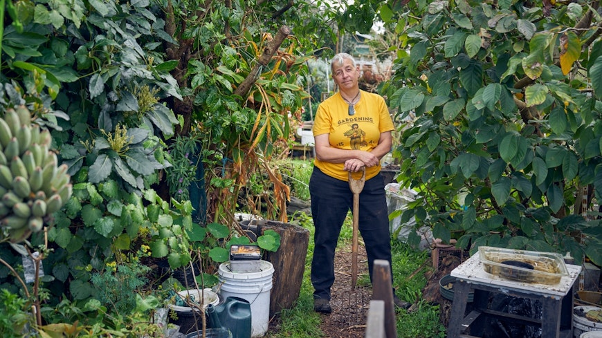 Image of a woman surrounded by trees