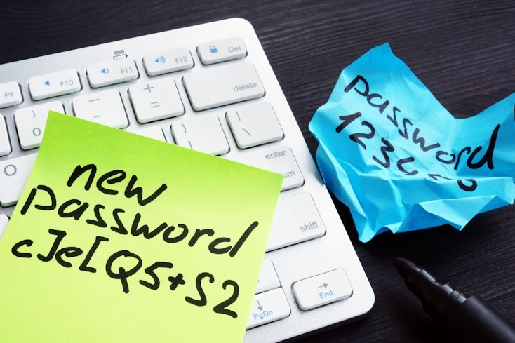 Image of passwords written down on a sticky note