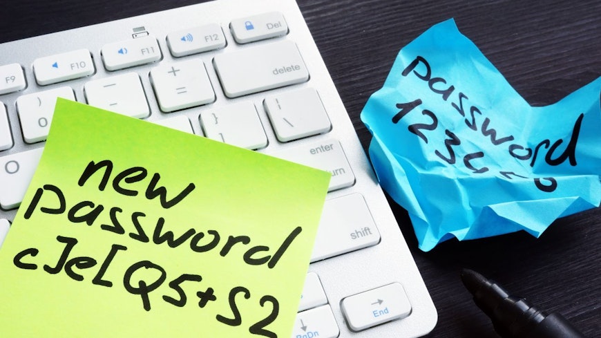 Image of passwords written down on a sticky note