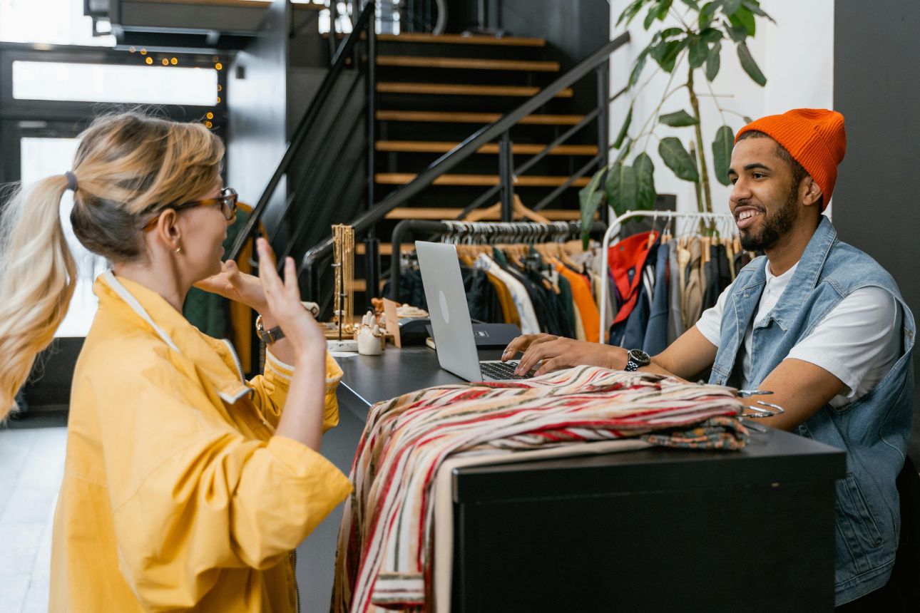 A customer successfully resolves a problem with a retail store