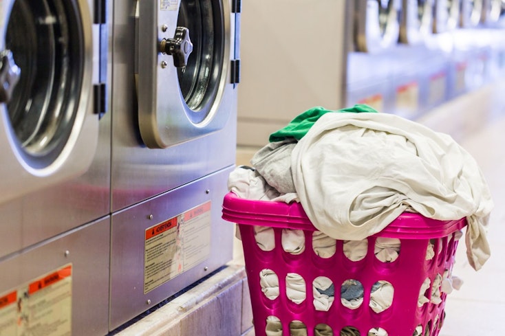 Image of laundry basket at a laundromat