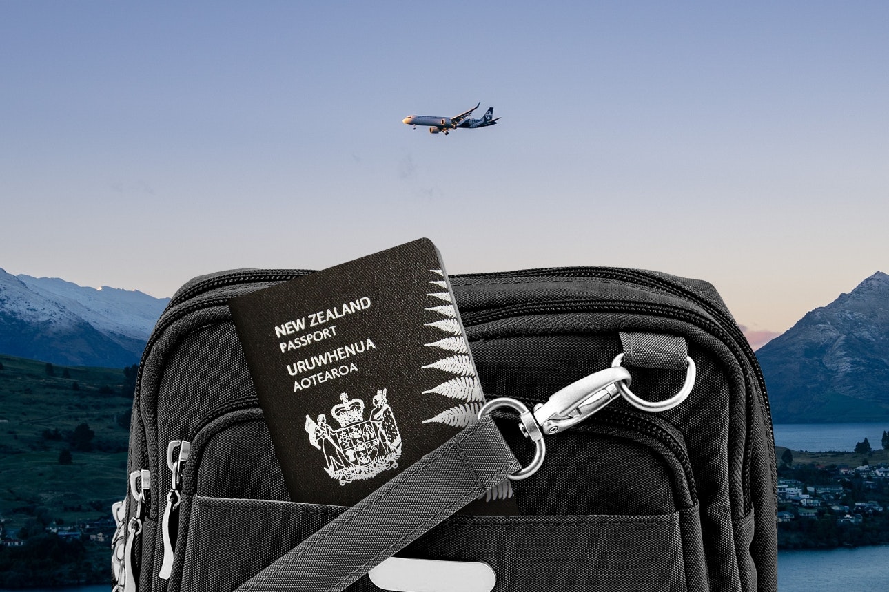 Image of New Zealand plane and passport