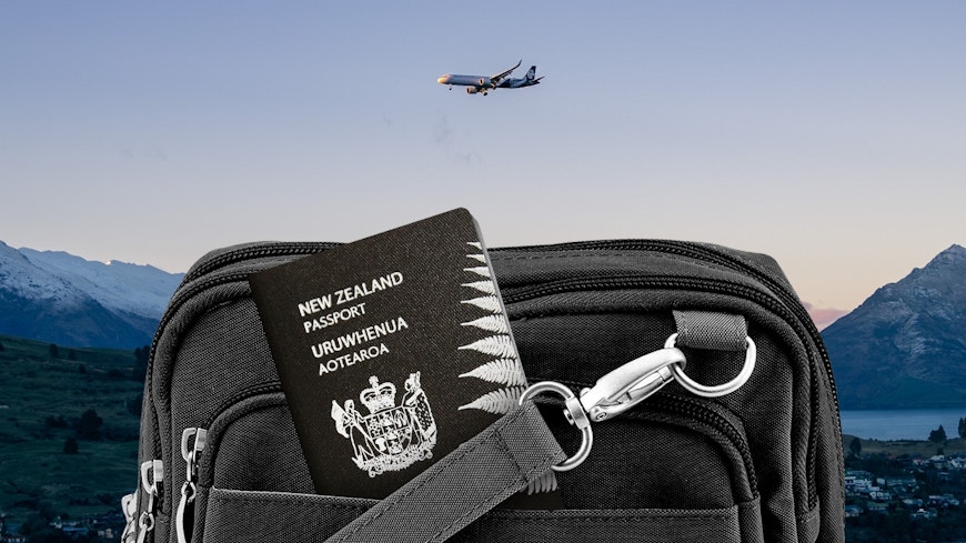 Image of New Zealand plane and passport