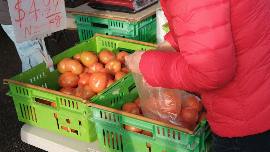 Image of consumer picking tomatoes