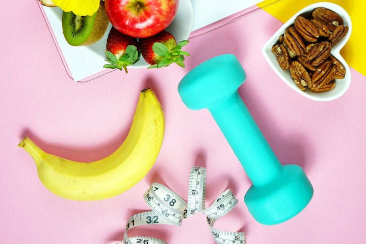 Photo of health products on a pink background