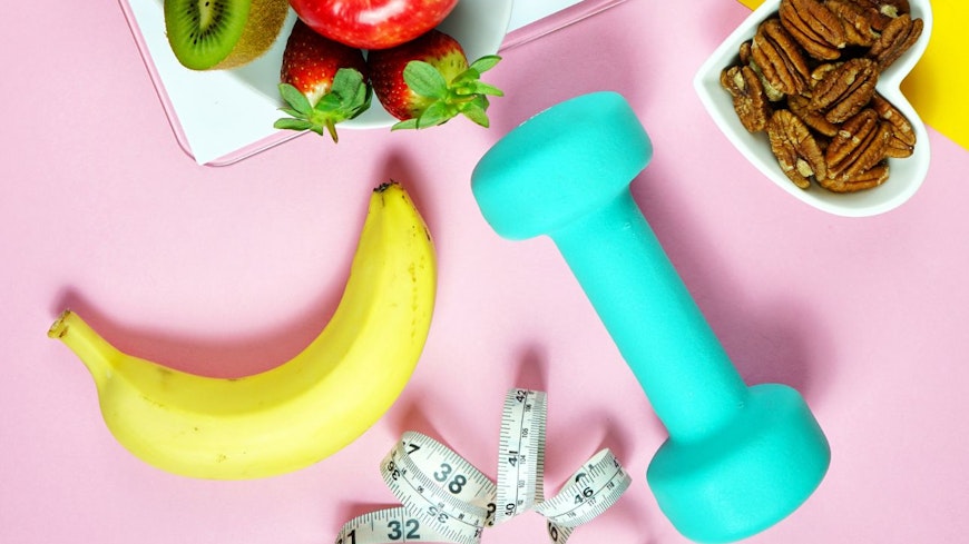 Photo of health products on a pink background