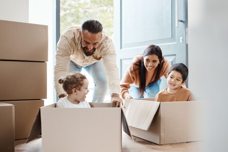 Family moving into a house
