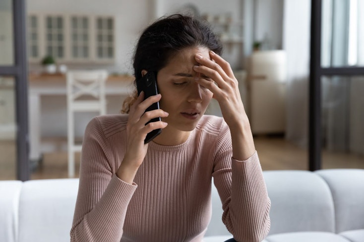 Woman stuck on the phone