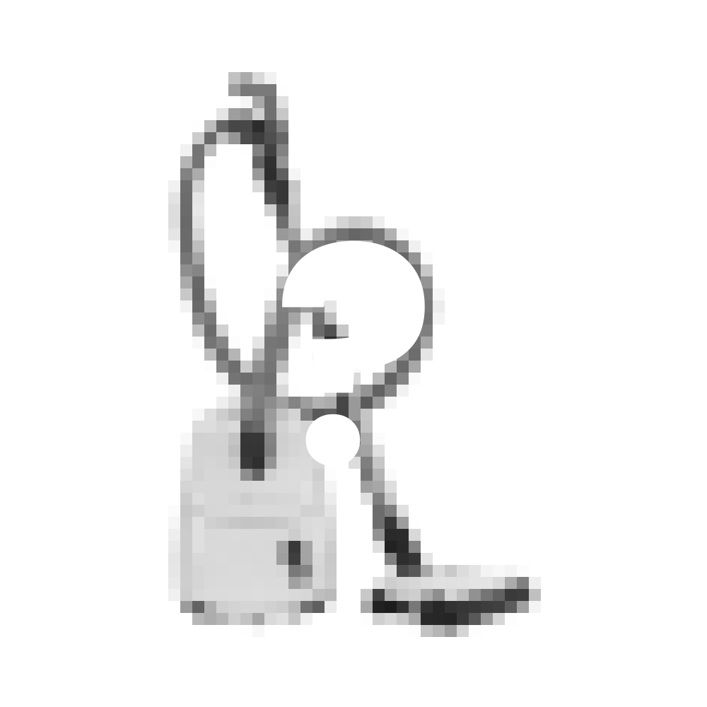 Graphic of a vacuum with question mark symbol.