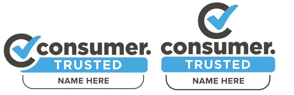 Examples of Consumer Trusted logo with brand name.