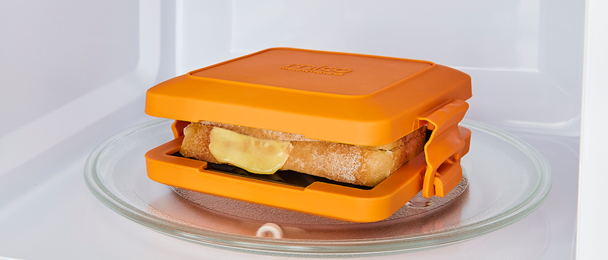 Photograph of Morphy Richards Mico Toastie in the microwave.