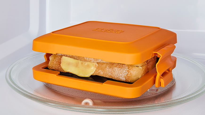 Photograph of Morphy Richards Mico Toastie in the microwave.