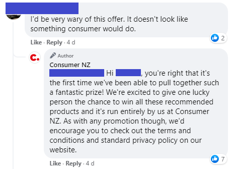 Screenshot of fake Facebook profile message.