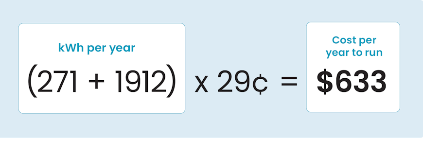 Graphic of the calculation: (271+1912)*$0.29 = $633