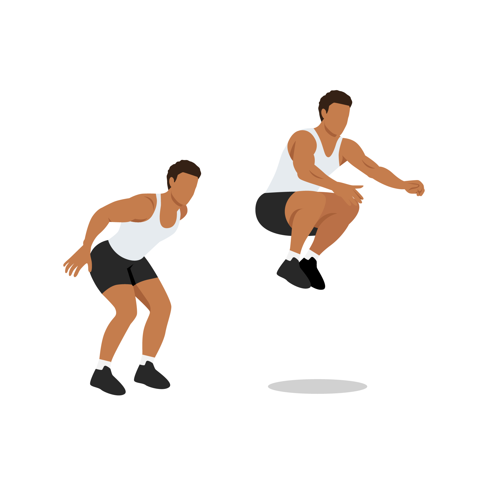 Vector graphic of man doing tuck jump.