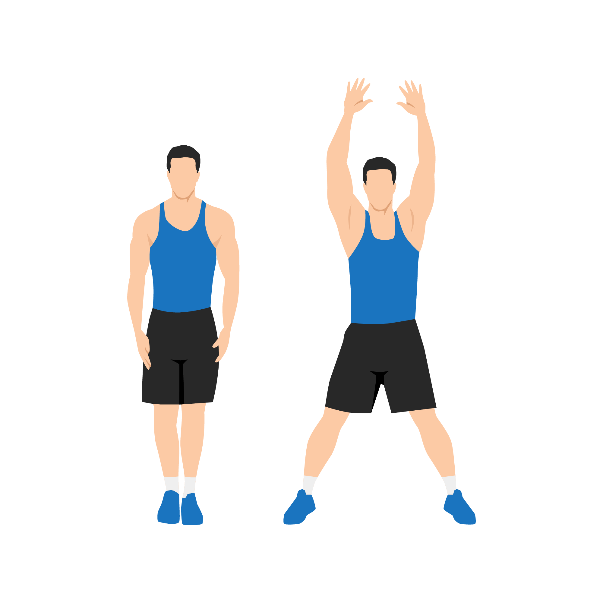 Vector graphic of man doing jumping jack.