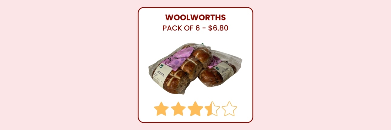 Woolworths traditional hot cross buns.