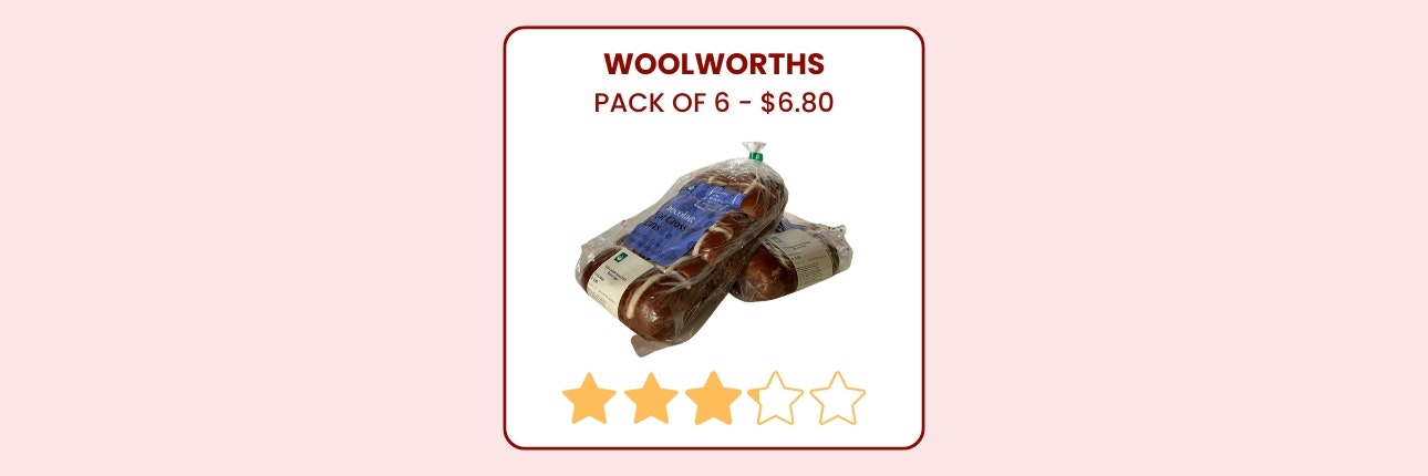 Woolworths chocolate hot cross buns.