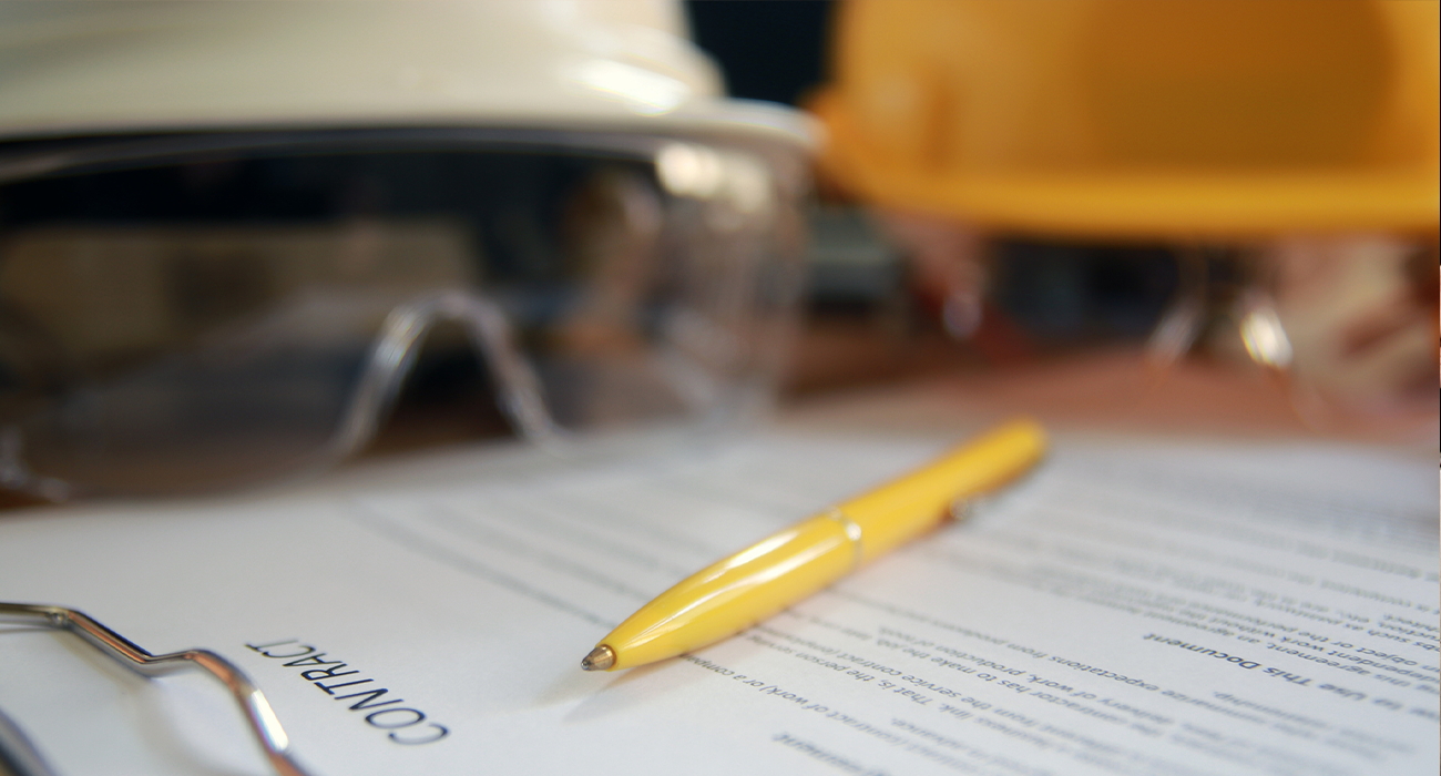 Close up of building contract.