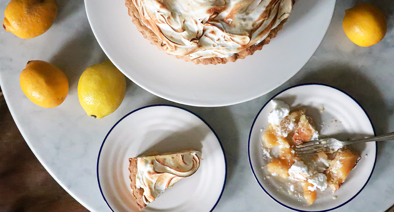 Meringue tart on Christmas table.