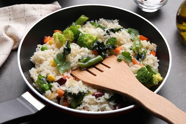 Image of rice in a frypan