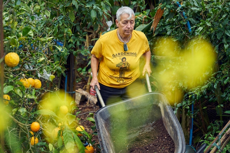 Ellen Schindler spends her days tending to her suburban food forest so she doesn't have to spend money at the supermarket.