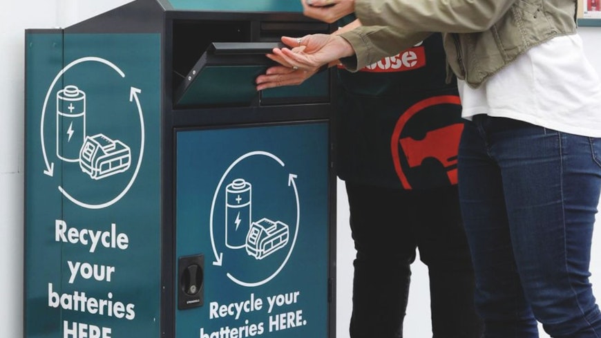 Image of recycling bins for batteries