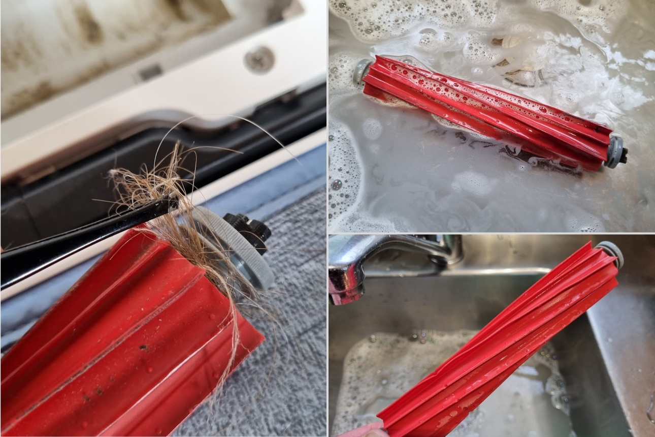 Image of hair tangled around main brush