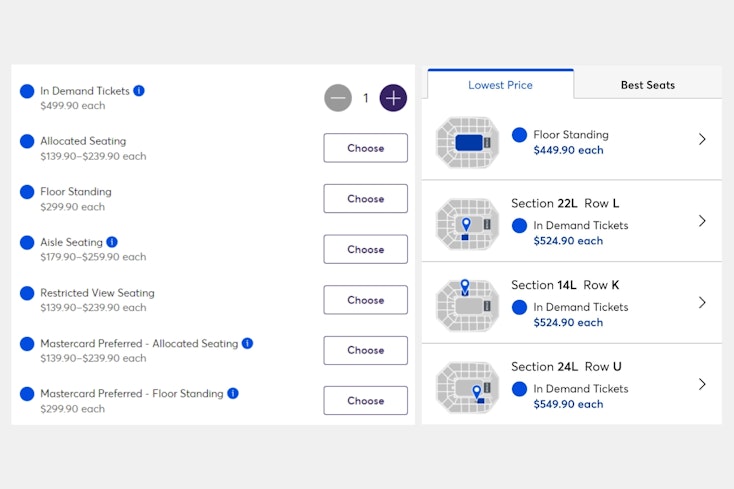 Image of concert ticket prices