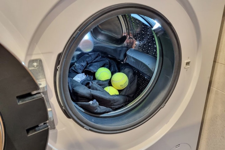 Tennis balls in a washing machine